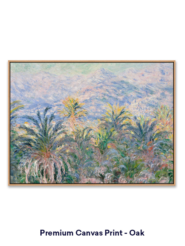 Framed canvas render — oak, landscape